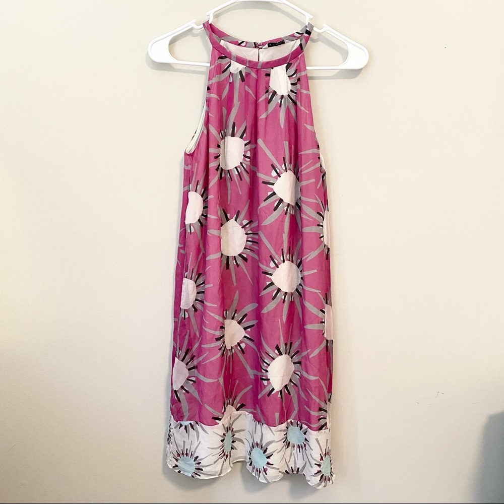 DIANE VON FURSTENBERG Pink Geometric Swing Dress S